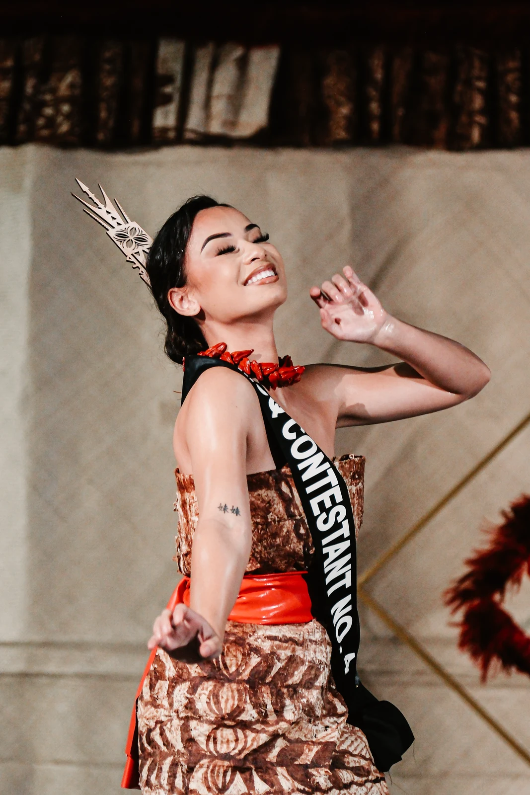Portrait in traditional attire at Miss Samoa Queensland