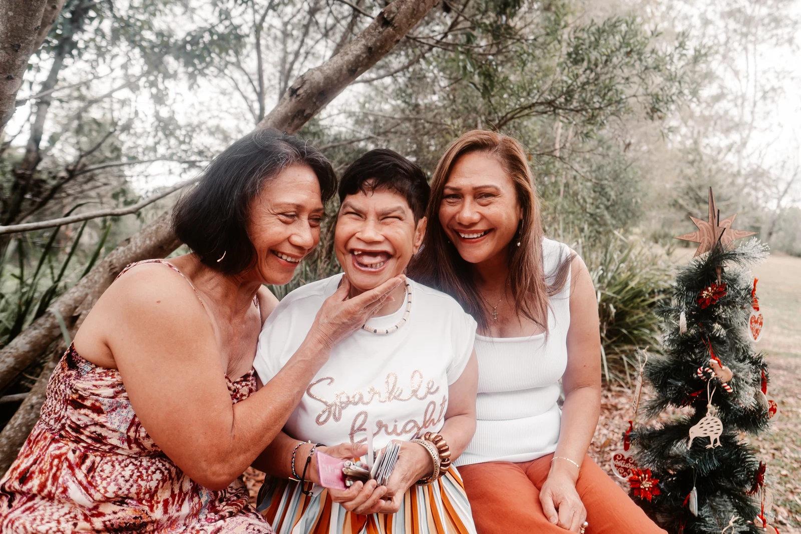 Sisters laughing together