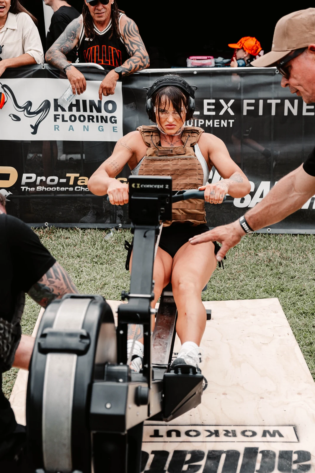 Athlete competing on a rowing machine at the Tier One Invitational